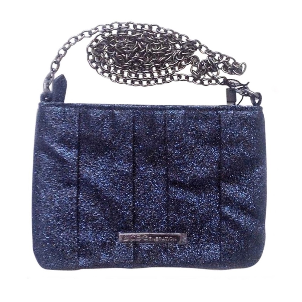 BCBGENERATION CLUTCH HANDBAG PURSE BLUE GLITTER